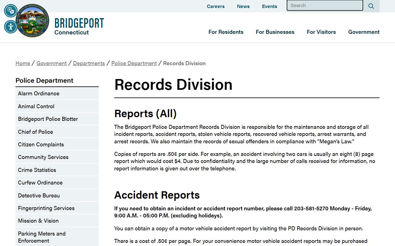 Bridgeport Police Records Division