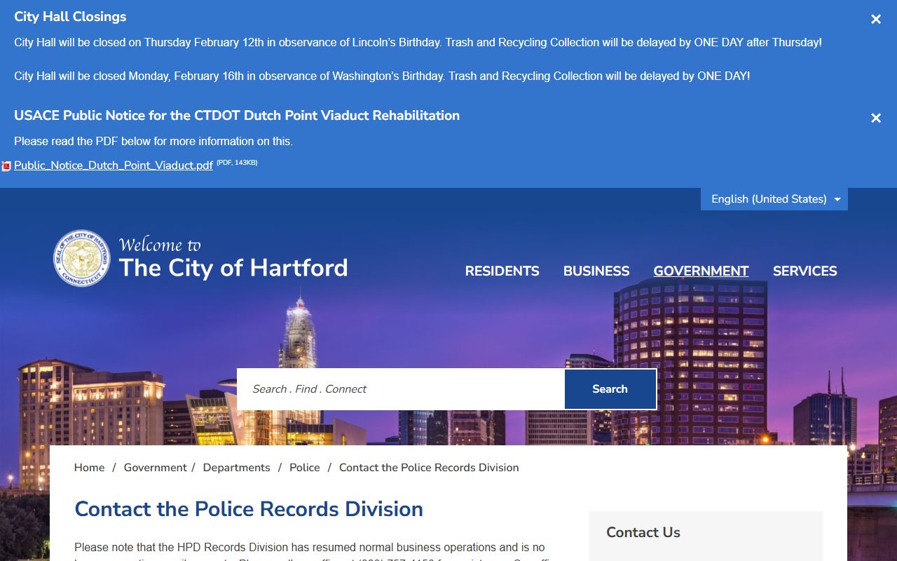Hartford Police Department records