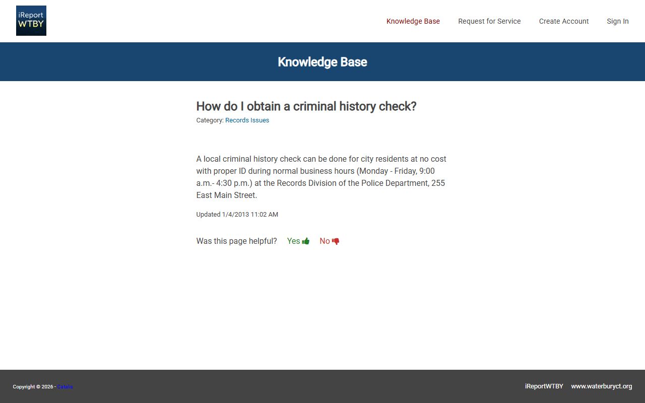 Waterbury city records information