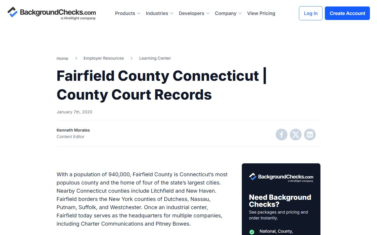 Fairfield County Connecticut background check resources