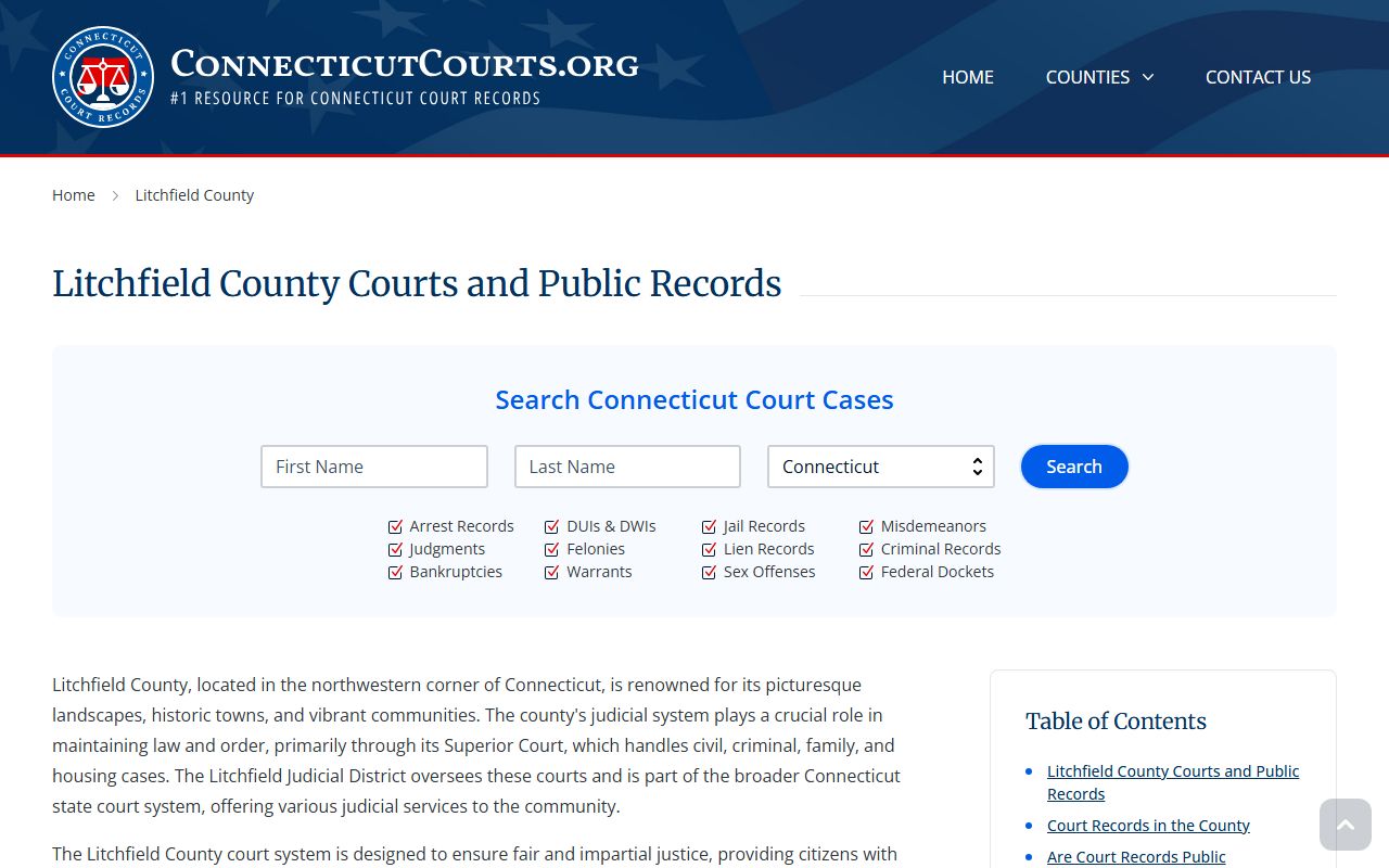 Litchfield County Connecticut background check resources