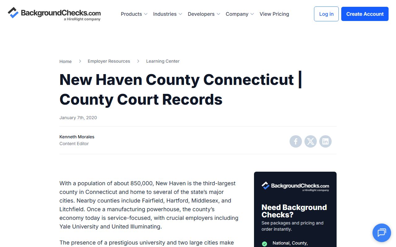 New Haven County Connecticut background check resources