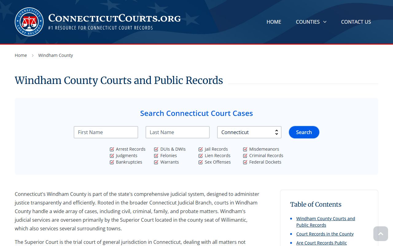 Windham County Connecticut background check resources